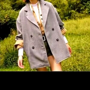 Free People Woman's Hannah Slouchy Double Breasted Coat in Oregano, Size Small